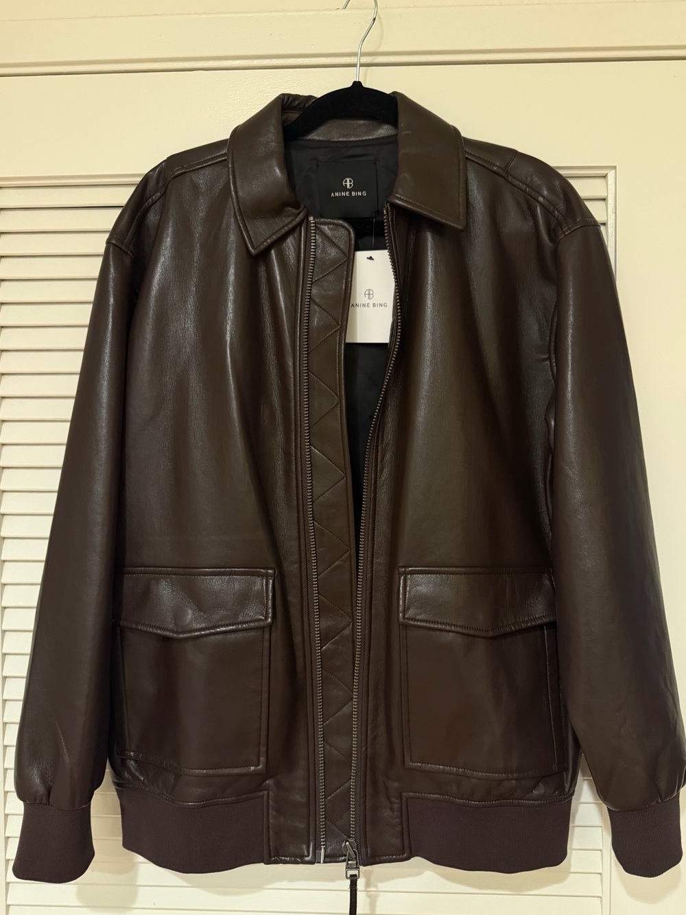 ANINE BING Kelanie Brown Leather Jacket - Picture 5 of 6
